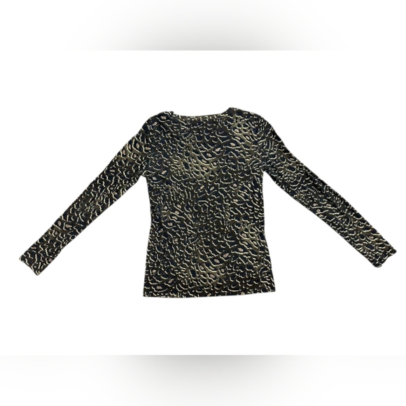 Tory Burch Long Sleeve 100% Pima Cotton Brown Animal Print Size XS - Picture 6 of 9
